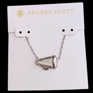 KENDRA SCOTT Mother of Pearl Cheerleader Sports Megaphone Rhodium Necklace NWT